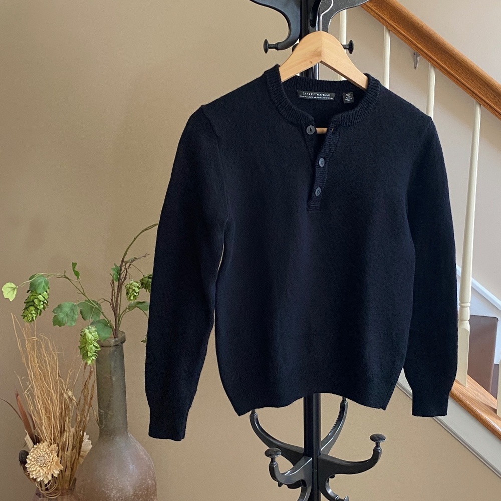 Saks Fifth Avenue Crew Neck Merino Wool Blend Sweater Medium